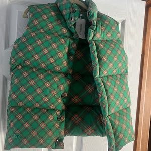 ERL green plaid puffer vest